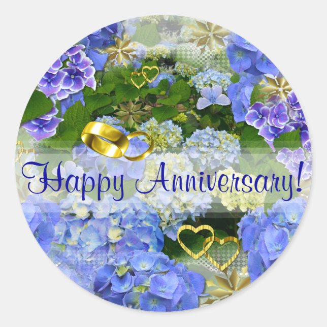 HEARTS &  HYDRANGEAS ~  Envelope Sealers/Stickers Classic Round Sticker (Front)