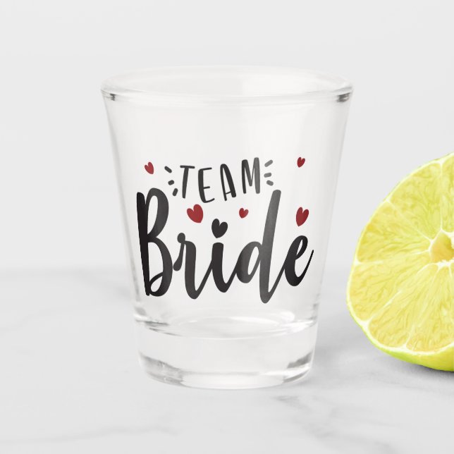Hearts & Hype for the Bride Shot Glass (Front)