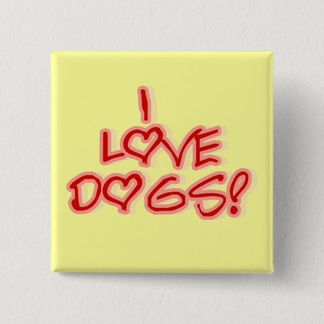 Hearts I Love Dogs Tshirts and Gifts 15 Cm Square Badge (Front)