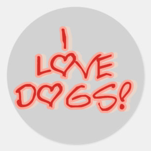 Hearts I Love Dogs Tshirts and Gifts Classic Round Sticker