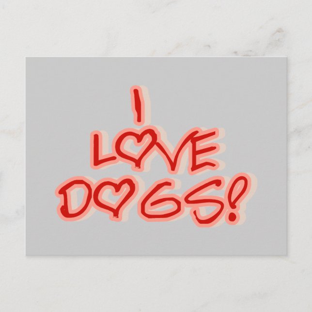 Hearts I Love Dogs Tshirts and Gifts Postcard (Front)