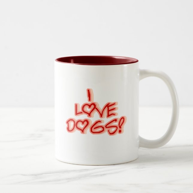 Hearts I Love Dogs Tshirts and Gifts Two-Tone Coffee Mug (Right)