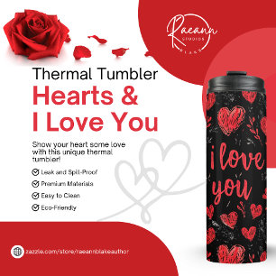 Hearts & I Love You Thermal Tumbler