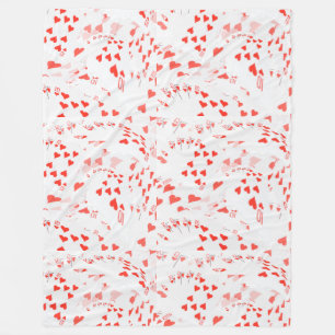 Hearts In A Layered Poker Cards Pattern, Fleece Blanket