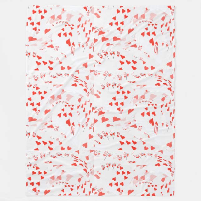 Hearts In A Layered Poker Cards Pattern, Fleece Blanket (Front)