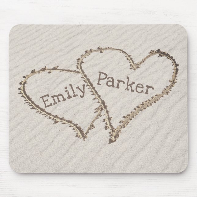 Hearts in Beach Sand Mouse Pad (Front)