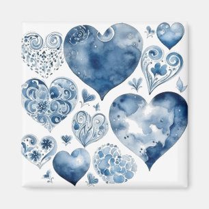 Hearts in Delft Blue Magnet