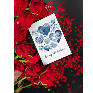Hearts in Delft Blue, valentine  Postcard