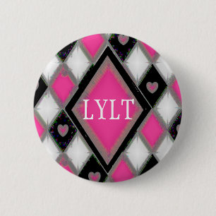 Hearts in Diamonds - Distressed (Personalise) 6 Cm Round Badge