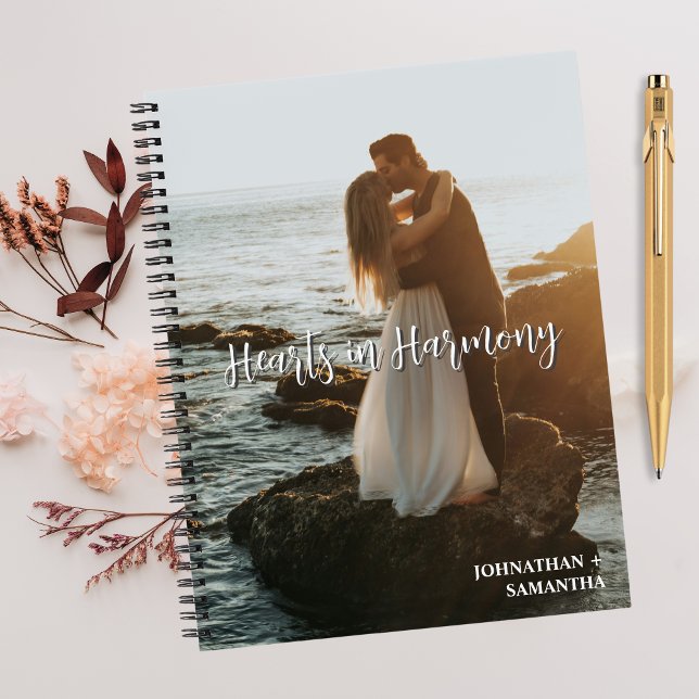 Hearts in Harmony,Wedding Photo, Elegant Custom Notebook (Creator Uploaded)