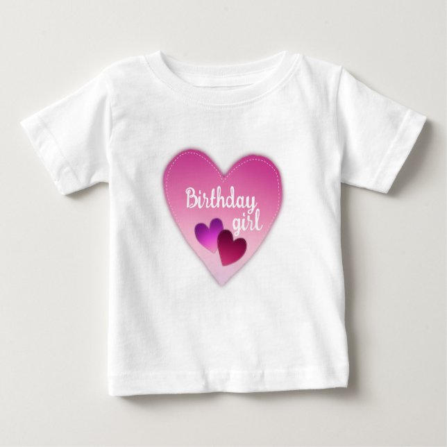 Hearts in heart Birthday girl white inside  Baby T-Shirt (Front)