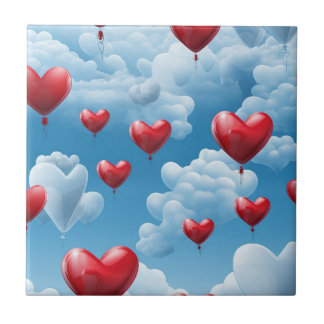 Hearts in heaven ceramic tile
