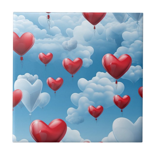 Hearts in heaven ceramic tile (Front)