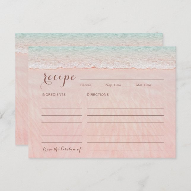 Hearts In The Sand Beach Bridal Shower Recipe Card (Front/Back)