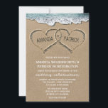 Hearts in the Sand Beach Shore Wedding Invitations<br><div class="desc">Hearts in the Sand Beach Shore Wedding Invitations - features hearts in the sand that you can "carve" or "write" your own names into.   The back has a matching sand background.  See the full matching collection in this design found on this page.</div>