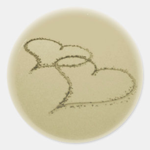 Hearts In The Sand Classic Round Sticker