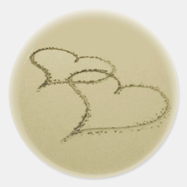 Hearts In The Sand Classic Round Sticker (Front)