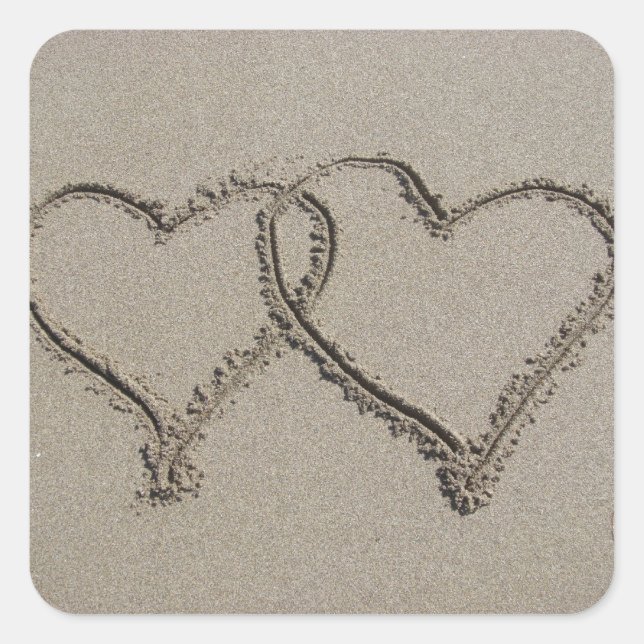 Hearts in the Sand Square Sticker (Front)