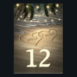 Hearts in the Sand Wedding Table Number Cards<br><div class="desc">Hearts in the Sand Wedding Table Number Cards -  features hearts in the sand that you can "carve" or "write" your own names into.</div>