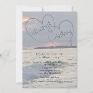 Hearts in the Sky Beach Wedding Invitation