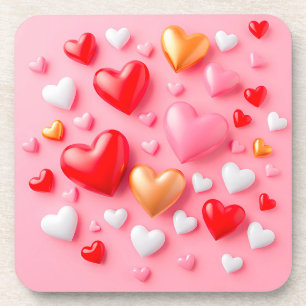 Hearts in various sizes and colours  coaster