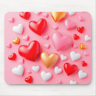 Hearts in various sizes and colours mouse pad
