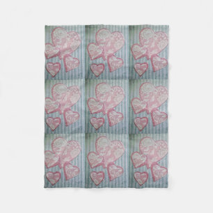 Hearts In Vintage Lace Fleece Blanket