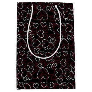 Hearts Jumble Red White Black Elegant Chic Design Medium Gift Bag