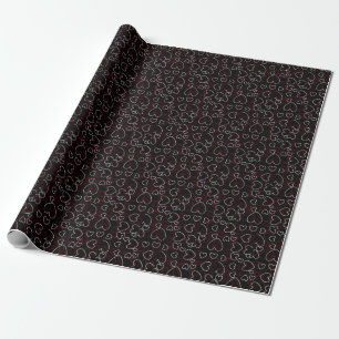 Hearts Jumble Red White Black Elegant Chic Design Wrapping Paper
