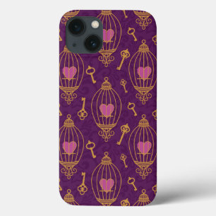 Hearts-keys-pattern iPhone 13 Case