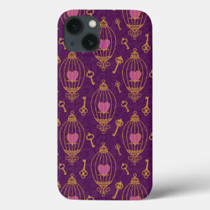Hearts-keys-pattern iPhone 13 Case