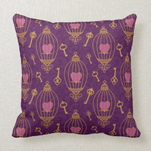 Hearts-keys-pattern Cushion