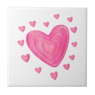 Hearts Kids School Valentines Day Girls Boys Ceramic Tile