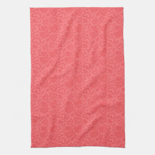 Hearts Kitchen Towel Red