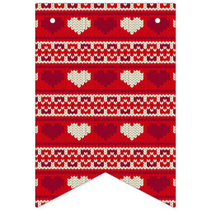 Hearts knitting seamless pattern 1 + your ideas bunting