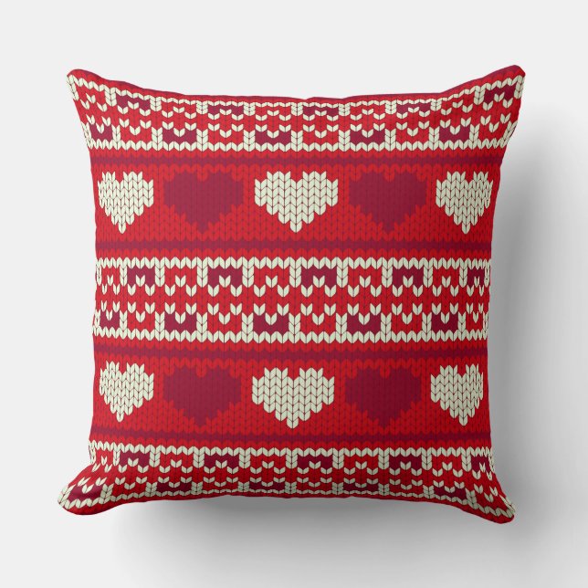 Hearts knitting seamless pattern 1 + your ideas cushion (Front)