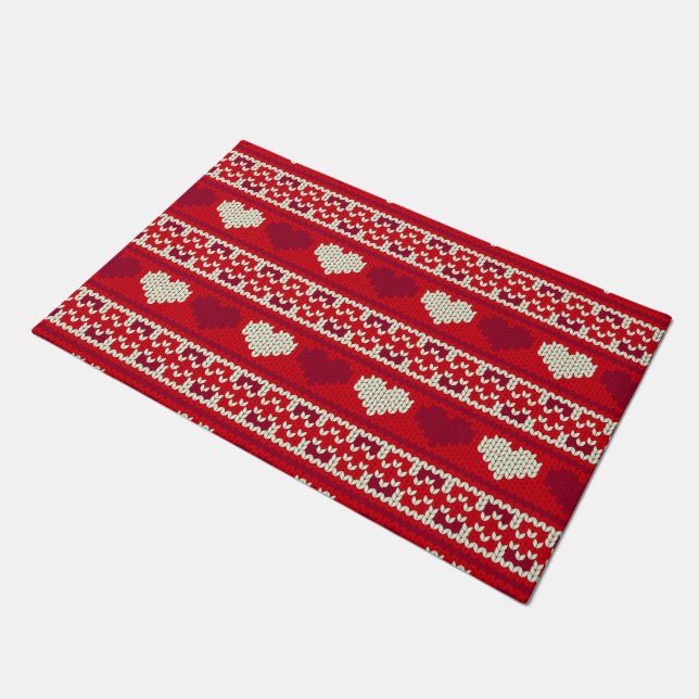 Hearts knitting seamless pattern 1 + your ideas doormat (Angled)