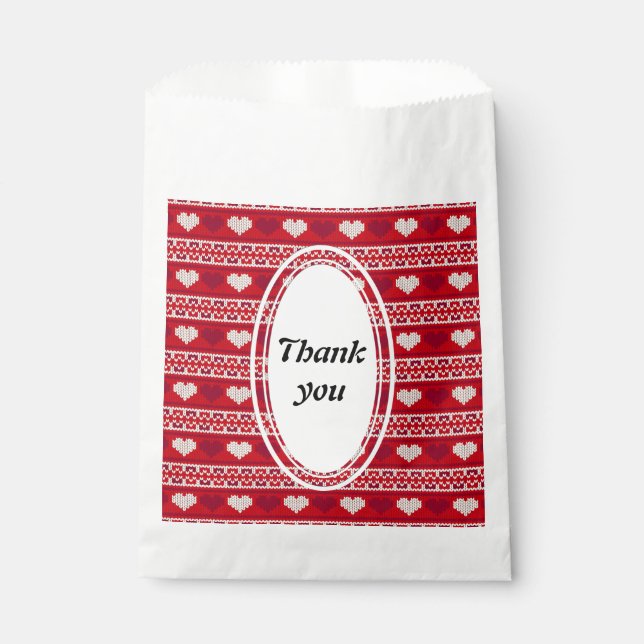 Hearts knitting seamless pattern 1 + your ideas favour bag (Front)