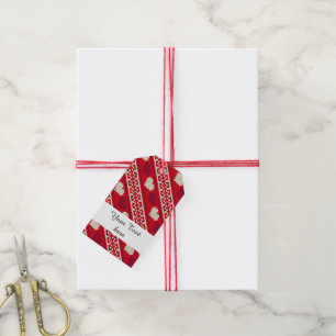 Hearts knitting seamless pattern 1 + your ideas gift tags