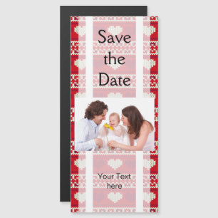 Hearts knitting seamless pattern 1 + your ideas magnetic invitation