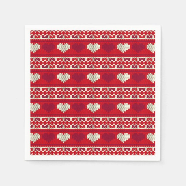 Hearts knitting seamless pattern 1 + your ideas napkin (Front)