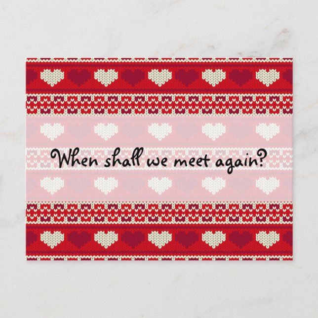 Hearts knitting seamless pattern 1 + your ideas postcard (Front)