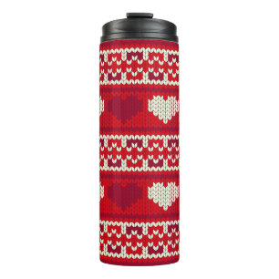 Hearts knitting seamless pattern 1 + your ideas thermal tumbler
