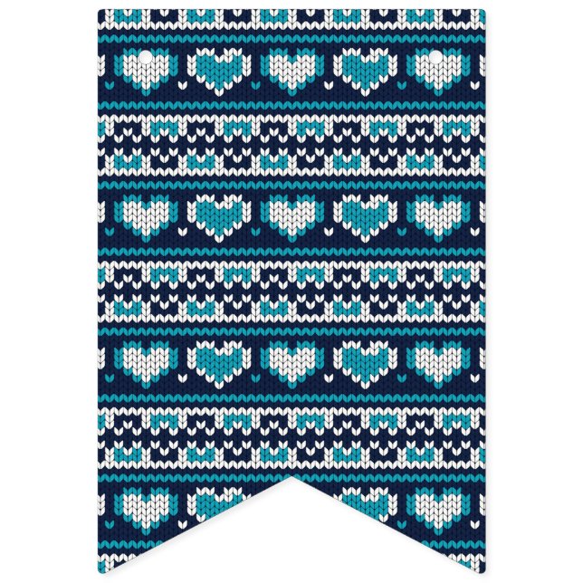 Hearts knitting seamless pattern 2 + your ideas bunting  (First Flag)