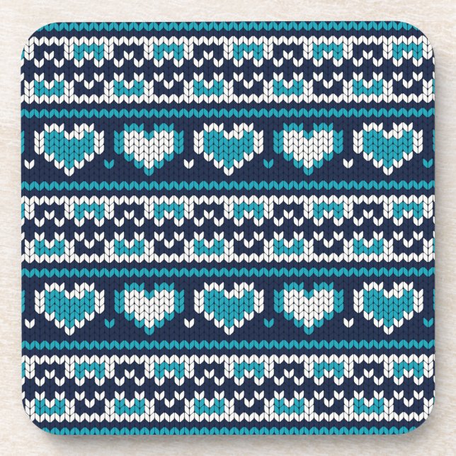 Hearts knitting seamless pattern 2 + your ideas coaster (Front)