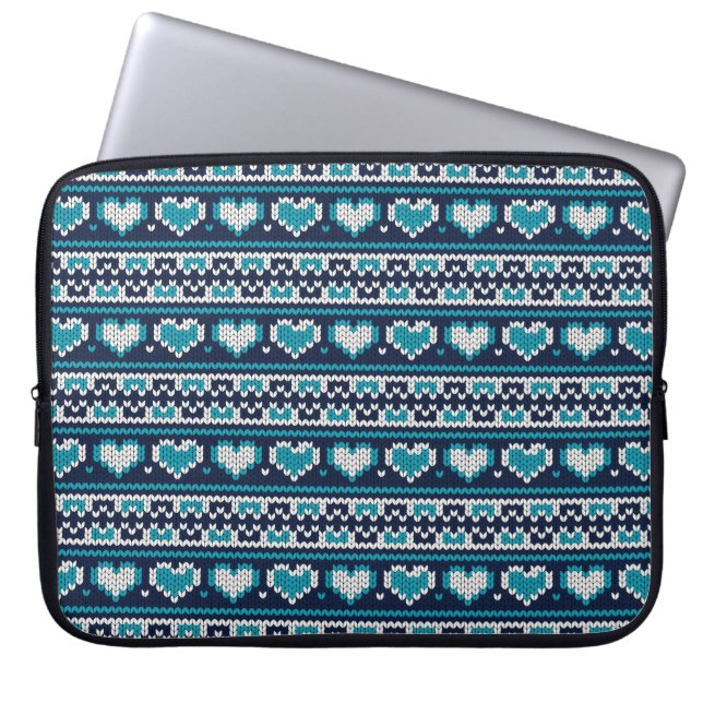 Hearts knitting seamless pattern 2 + your ideas laptop sleeve (Front)