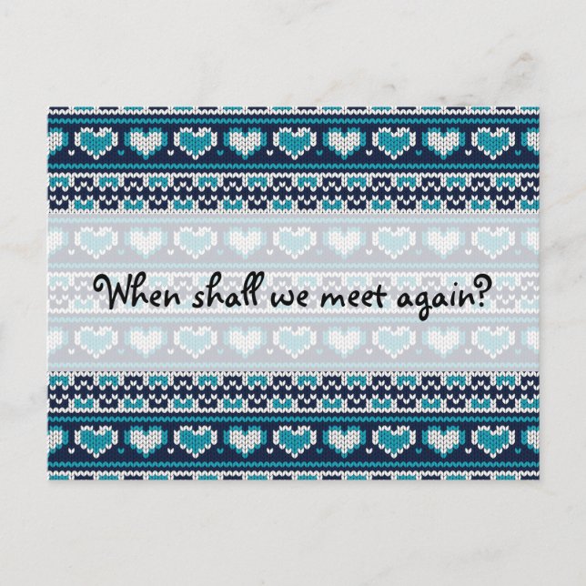 Hearts knitting seamless pattern 2 + your ideas postcard (Front)