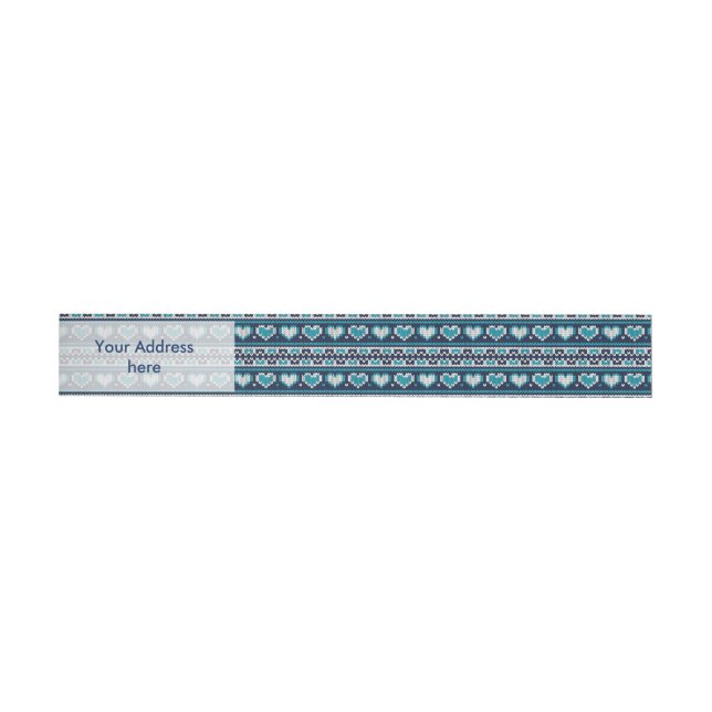 Hearts knitting seamless pattern 2 + your ideas wraparound address label (Individual)