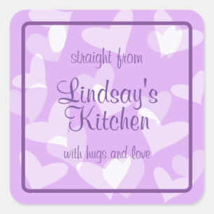 Hearts Lavender Baked Goods Square Sticker