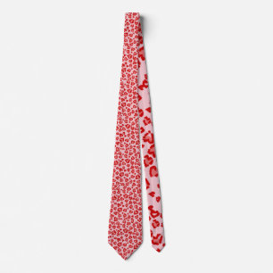 Hearts Leopard Pattern in Red on Blush Tie